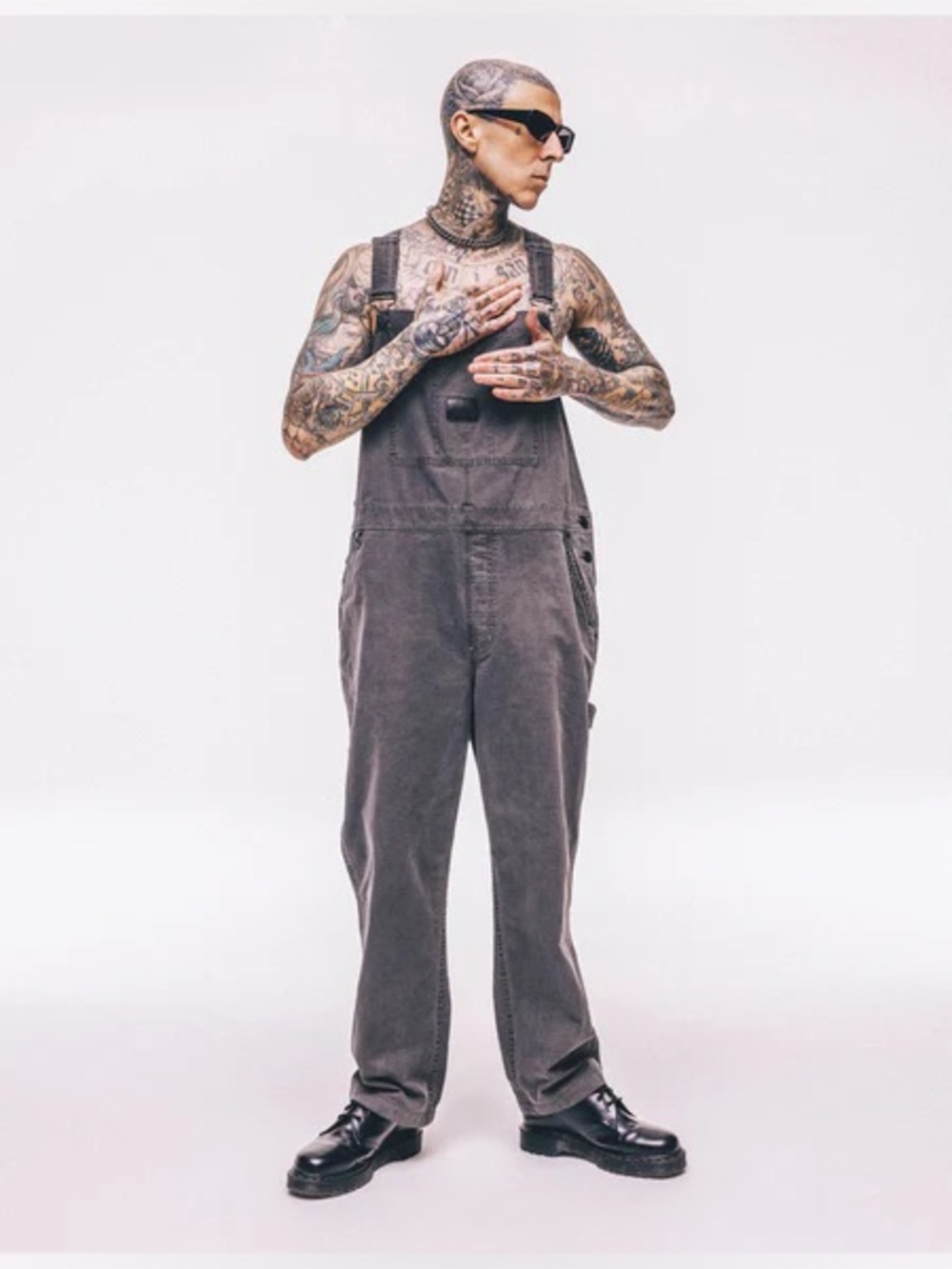 Hurley x Travis Barker Overalls Gray Utility Punk Rock Y2K Streetwear Size L
